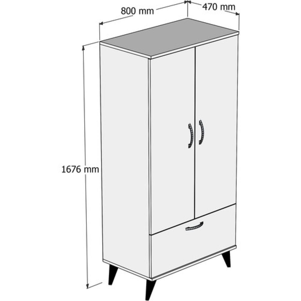 Tanmob Nova 2 Kapılı Gardırop BeyazÇam GRD0203