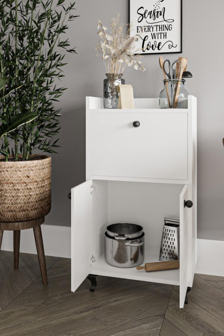 Kiler Mutfak Ve Banyo Dolabı Mikrodalga Dolabı Çok Amaçlı Dolap Beyaz