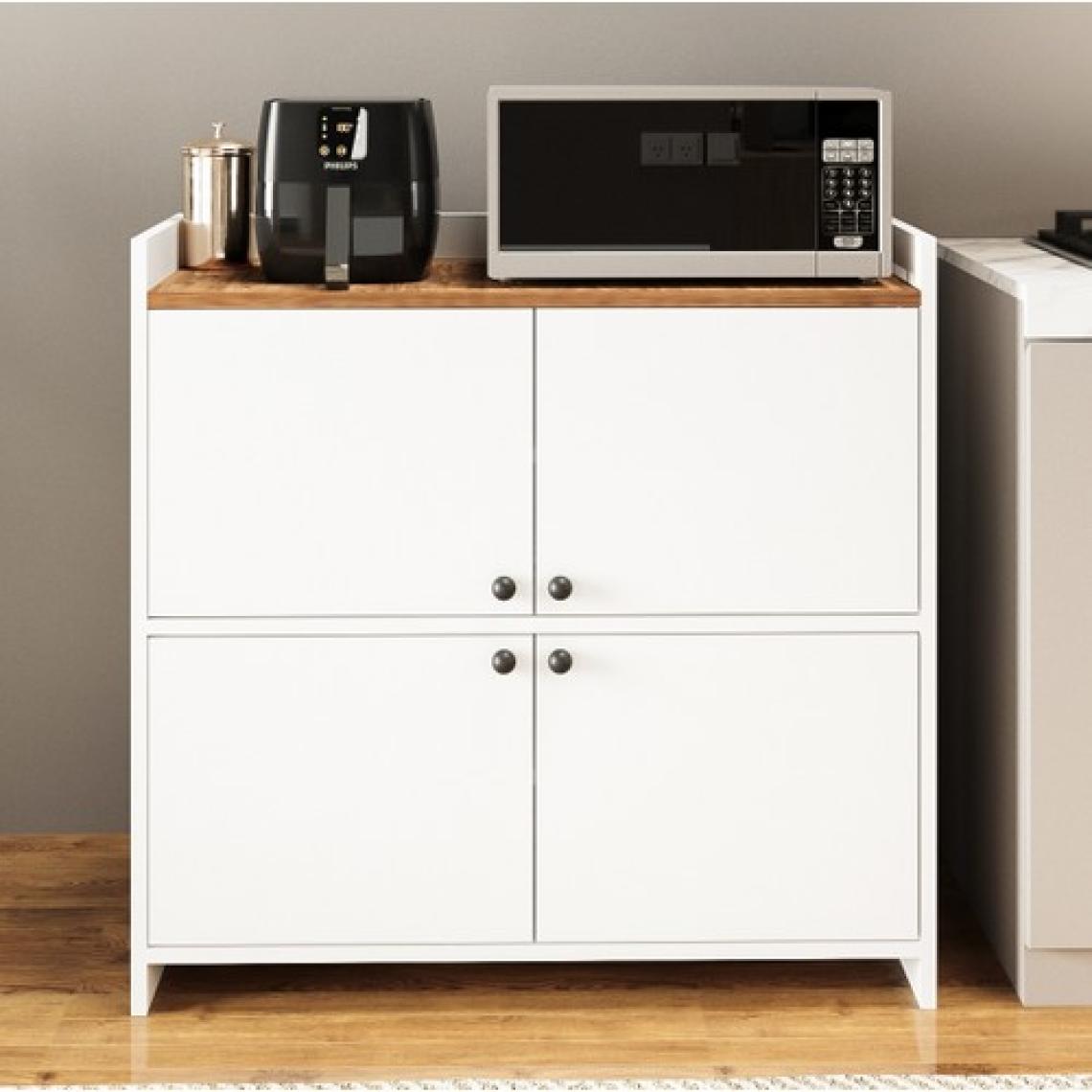 Aeka AE-3060 Forum Beyaz/çam 4 Kapaklı, 4 Raflı, Çok Amaçlı Dolap,ayakkabılık, Kahve Köşesi, Balkon, Banyo,