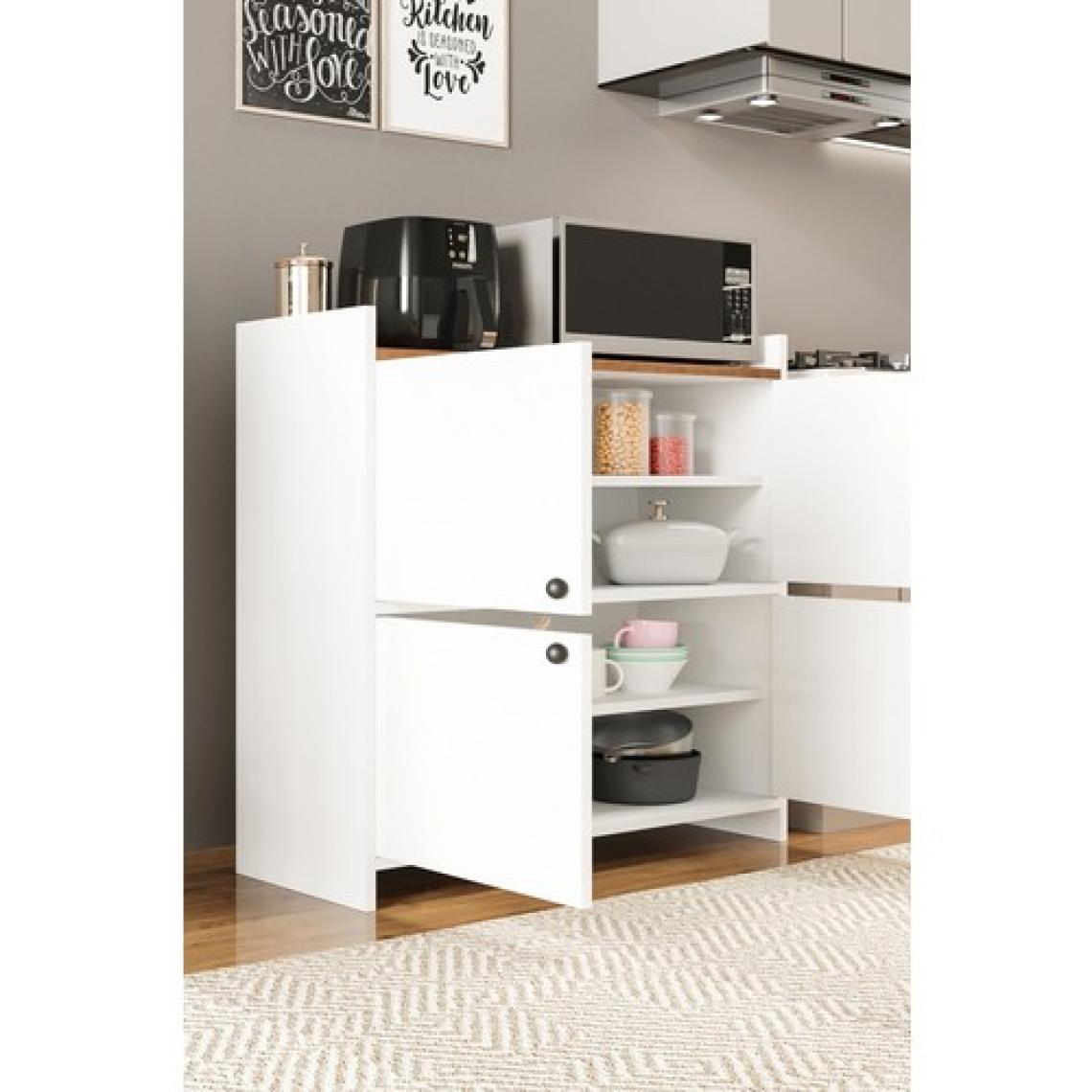 Aeka AE-3060 Forum Beyaz/çam 4 Kapaklı, 4 Raflı, Çok Amaçlı Dolap,ayakkabılık, Kahve Köşesi, Balkon, Banyo,