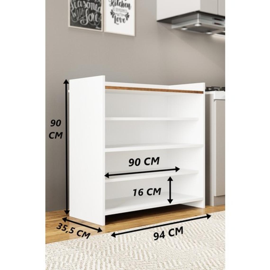 Aeka AE-3060 Forum Beyaz/çam 4 Kapaklı, 4 Raflı, Çok Amaçlı Dolap,ayakkabılık, Kahve Köşesi, Balkon, Banyo,