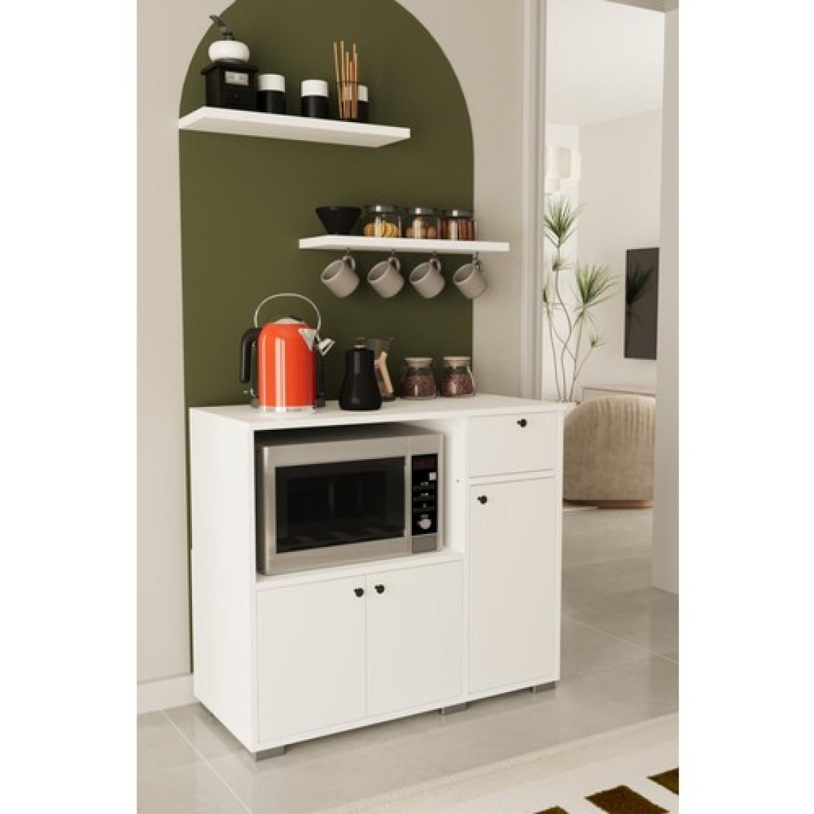 Remaks Kahve Köşesi 90 cm Çok Amaçlı Dolap Mikrodalga Set Altı Mutfak Dolabı Alt Dolap Beyaz