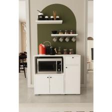 Remaks Kahve Köşesi 90 cm Çok Amaçlı Dolap Mikrodalga Set Altı Mutfak Dolabı Alt Dolap Beyaz
