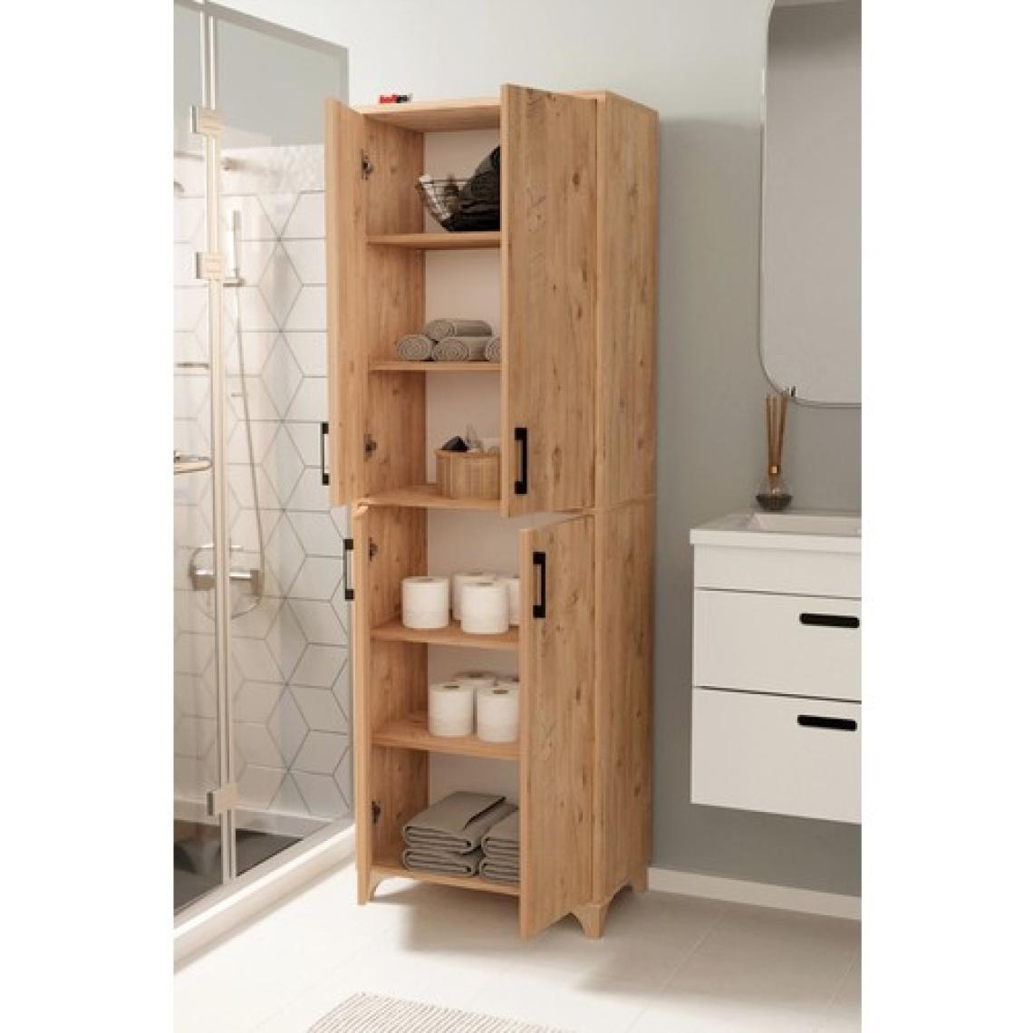 Bofigo Çok Amaçlı Dolap 4 Kapaklı 6 Bölmeli Banyo Dolabı Mutfak Dolabı Nehir Çam