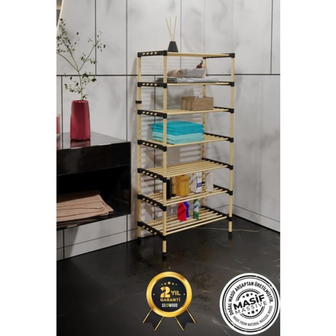 Seowood Ahşap 7 Katlı Ayakkabılık Çok Amaçlı Modüler Raf  57 cm Genişlik