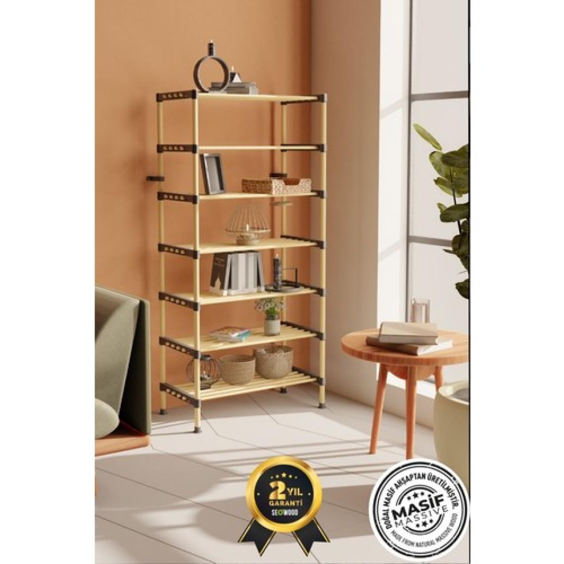Seowood Ahşap 7 Katlı Ayakkabılık Çok Amaçlı Modüler Raf  57 cm Genişlik
