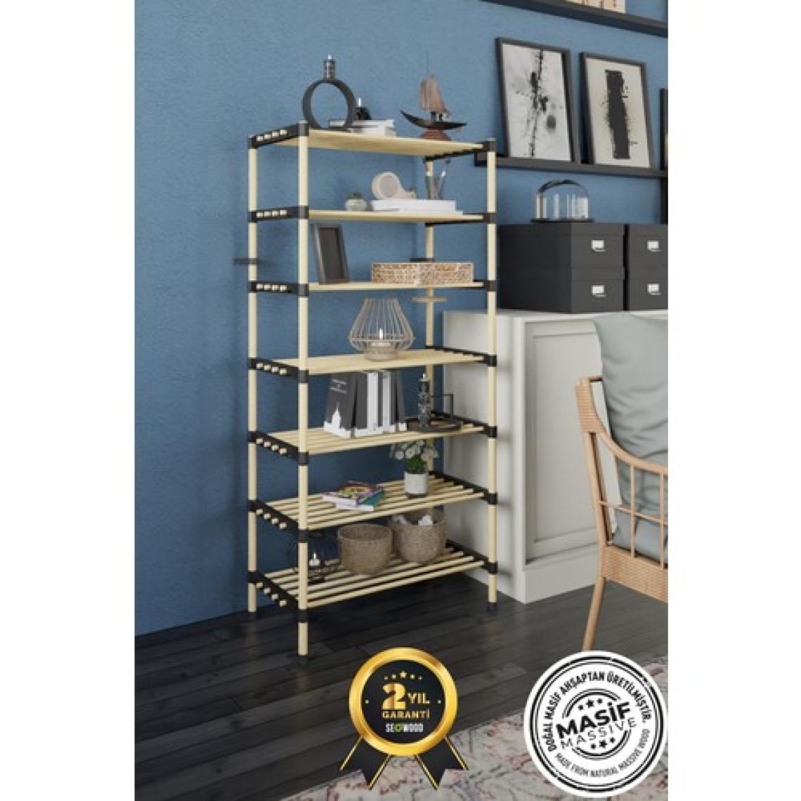 Seowood Ahşap 7 Katlı Ayakkabılık Çok Amaçlı Modüler Raf  57 cm Genişlik