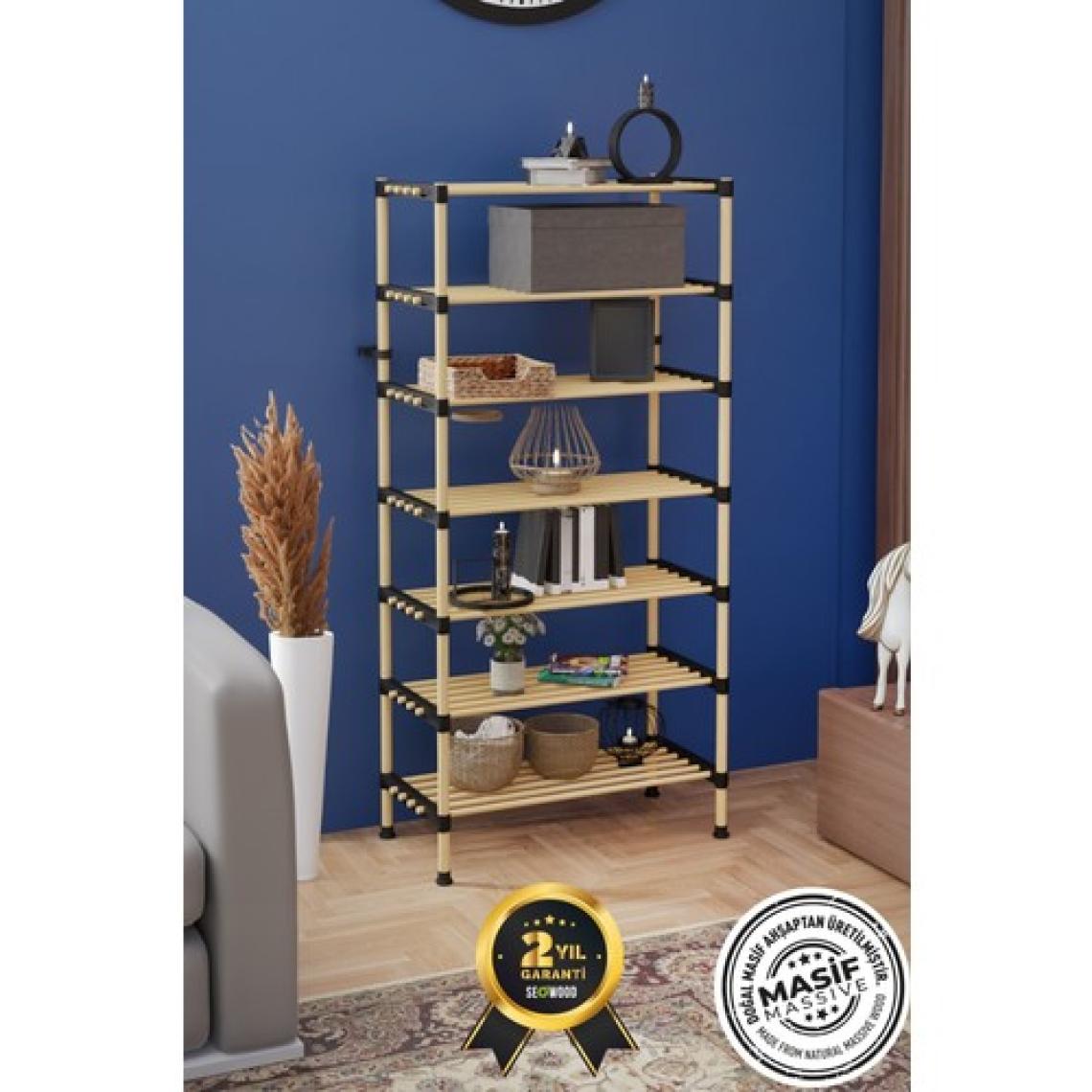 Seowood Ahşap 7 Katlı Ayakkabılık Çok Amaçlı Modüler Raf  57 cm Genişlik