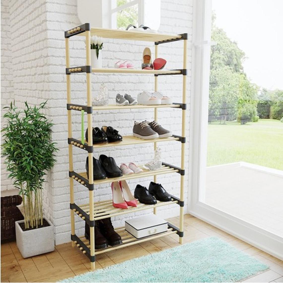 Seowood Ahşap 7 Katlı Ayakkabılık Çok Amaçlı Modüler Raf  57 cm Genişlik