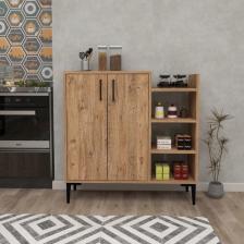 Arnetti Leskar 2 Kapaklı 6 Raflı Çok Amaçlı Mutfak Dolabı, Atlantik Çam - Leskar