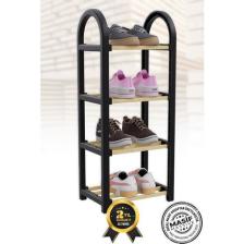 Stickwood 4 Katlı 1.sınıf Süper Kalite Mini Siyah Masif Ahşap Ayakkabılık Raf Ünitesi 2 Yıl Garantili SW-2504