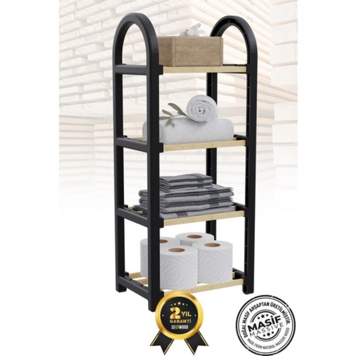 Stickwood 4 Katlı 1.sınıf Süper Kalite Mini Siyah Masif Ahşap Ayakkabılık Raf Ünitesi 2 Yıl Garantili SW-2504