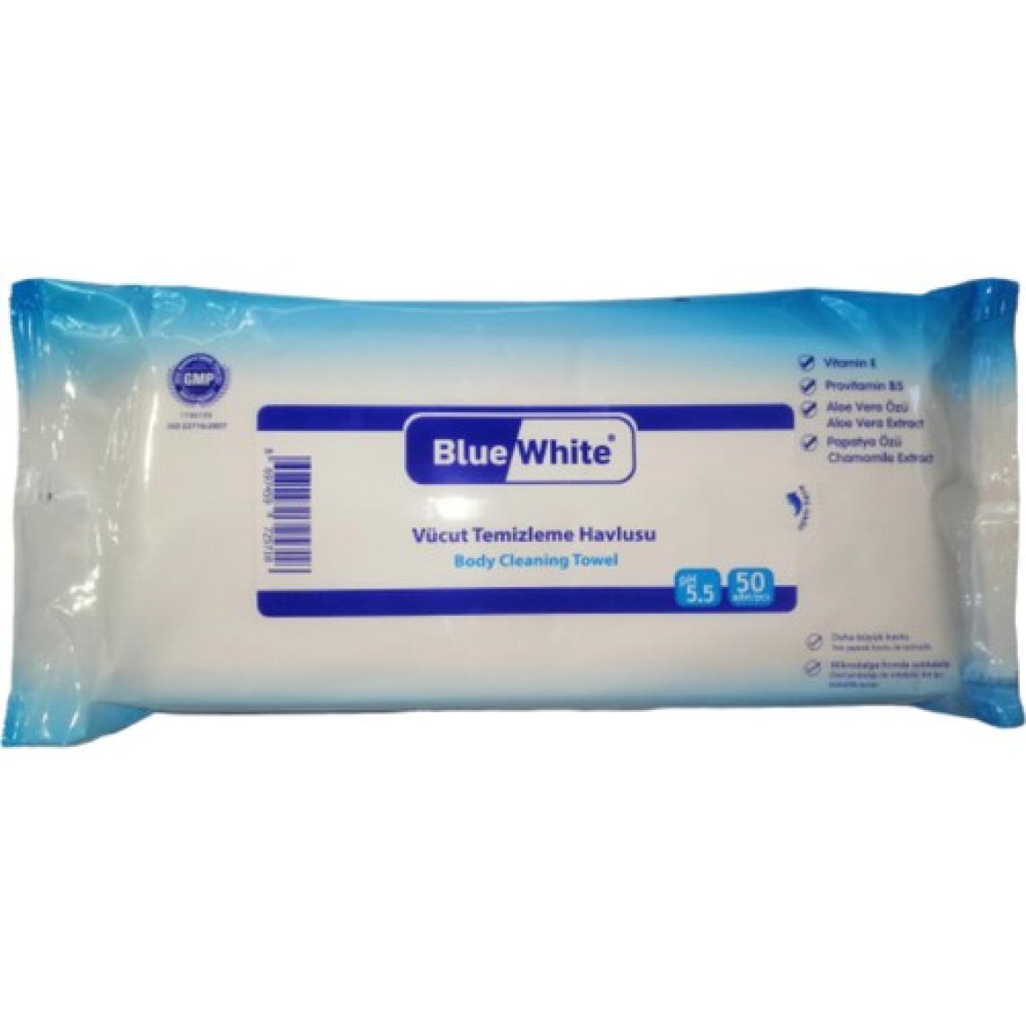 Blue White Vücut Temizleme Havlusu 50'li