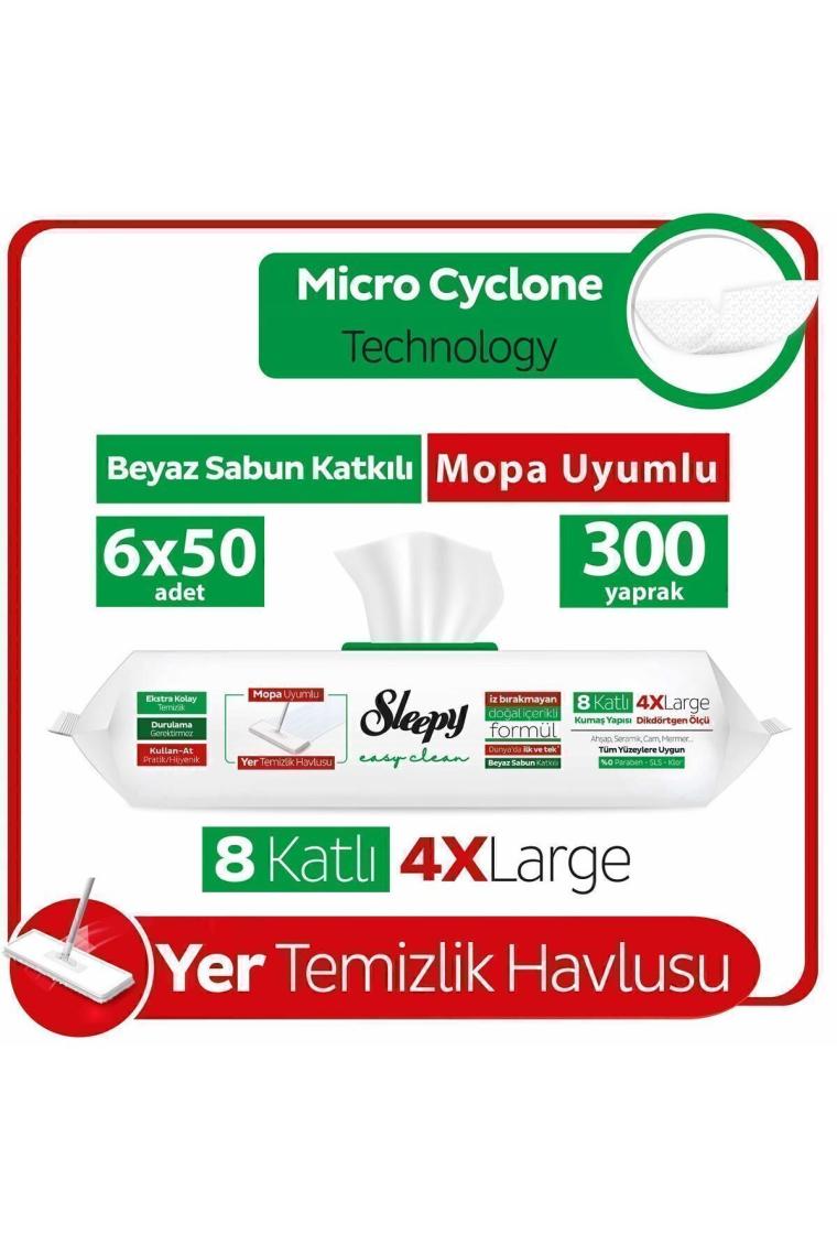 Easy Clean Beyaz Sabun Katkılı Mopa Uyumlu Yer Temizlik Havlusu&mendili 6x50 (300 YAPRAK)