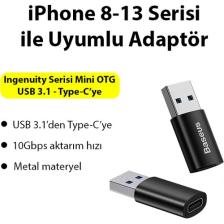 Baseus USB 3.1 To Type-C Dönüştürücü Adaptör Mini Otg Baseus Ingenuity Series ZJJQ000101