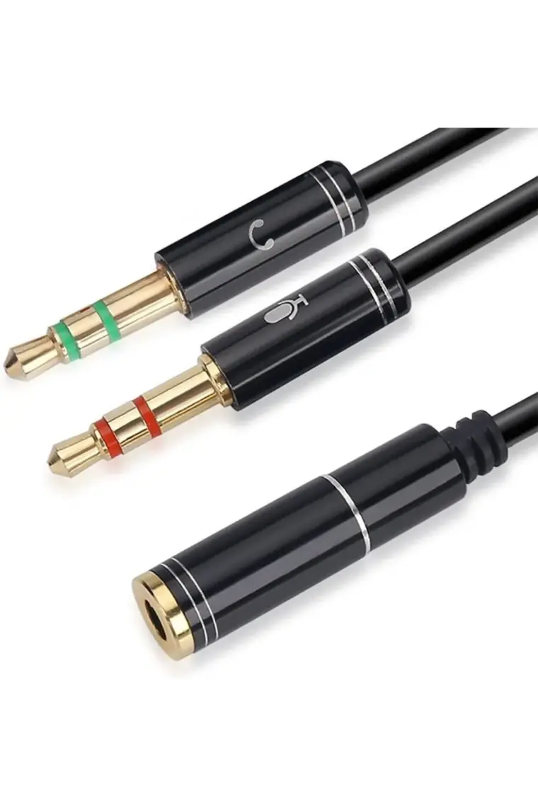 Aogo Kulaklık Mikrofon Ayırıcı Kablo Aparat 3.5mm Dişi 2x3.5mm Erkek Kulaklık Mic Audio Y Splitter Headphone