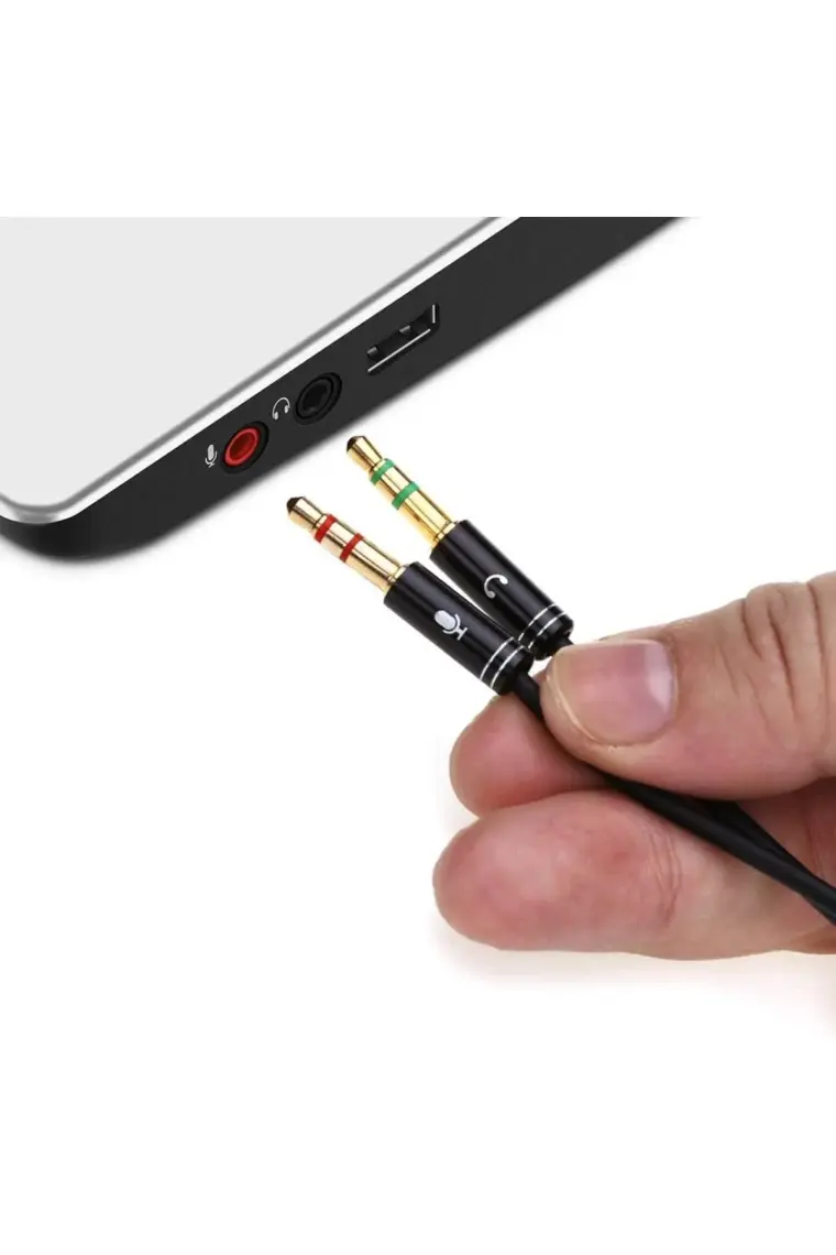 Aogo Kulaklık Mikrofon Ayırıcı Kablo Aparat 3.5mm Dişi 2x3.5mm Erkek Kulaklık Mic Audio Y Splitter Headphone