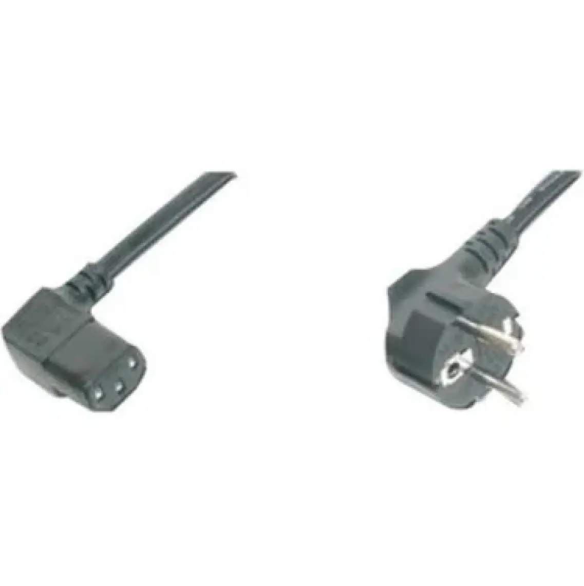 Güç Kablosu, Schuko Erkek - C13 Dişi, 90 Derece Açılı, 1,8 Metre, H05Vv-F3G 0.75Qmm, Siyah Renk