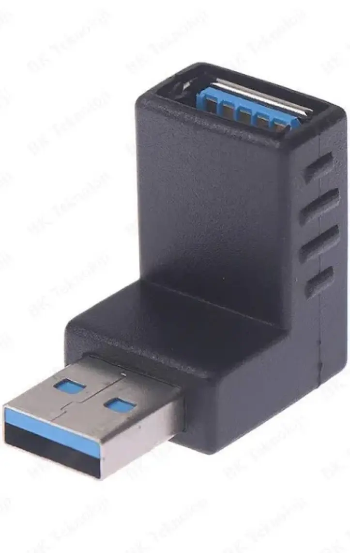 BK Teknoloji USB 3.0 Aşağı Açılı Konnektör Erkek Dişi 90 Derece Uzatma Adaptörü