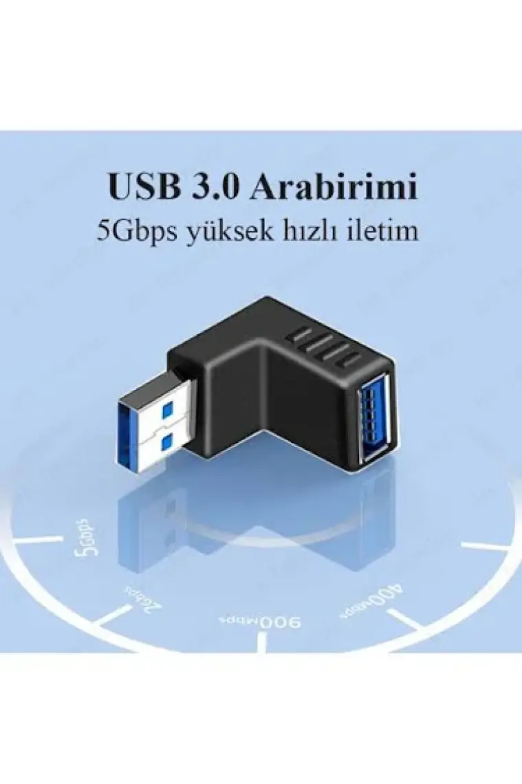 BK Teknoloji USB 3.0 Aşağı Açılı Konnektör Erkek Dişi 90 Derece Uzatma Adaptörü