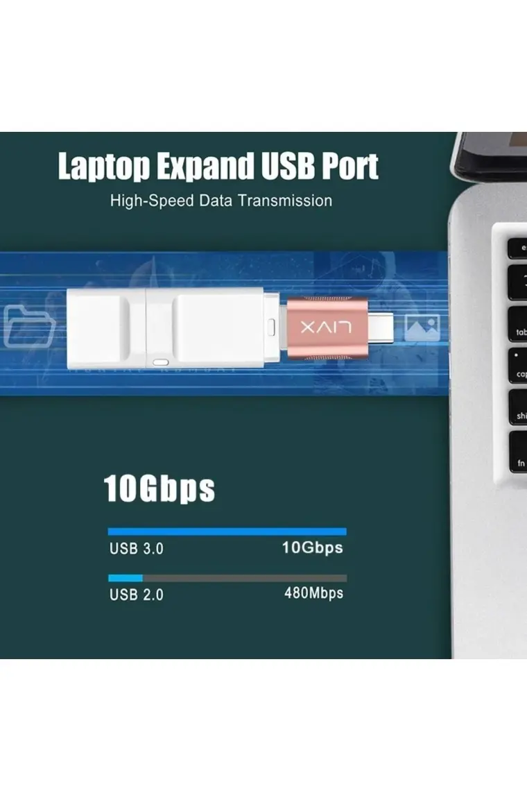 Livx USB 3.0 To Type-C Çevirici Dönüştürücü Otg Adaptör Rose Gold Otgrg