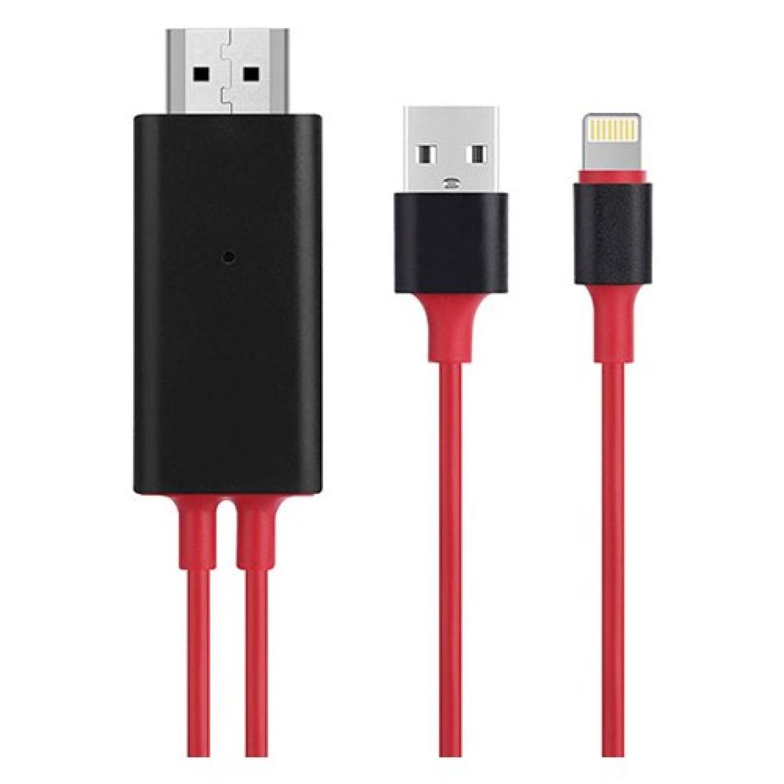 Hytech HY-XO52 Kırmızı-Siyah Lightning To HDMI + USB 2m Mobil Telefon Uyumlu Kablo