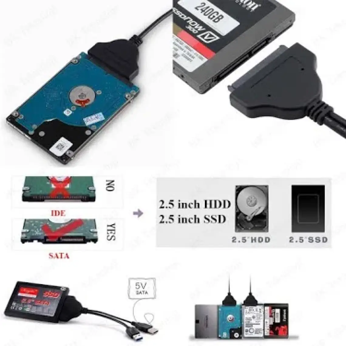 Ti-mesh Usb 3.0 + Usb 2.0 / Sata 2.5" 22 Pin Hard Disk Driver Convertor Adapter Kablo - 20Cm
