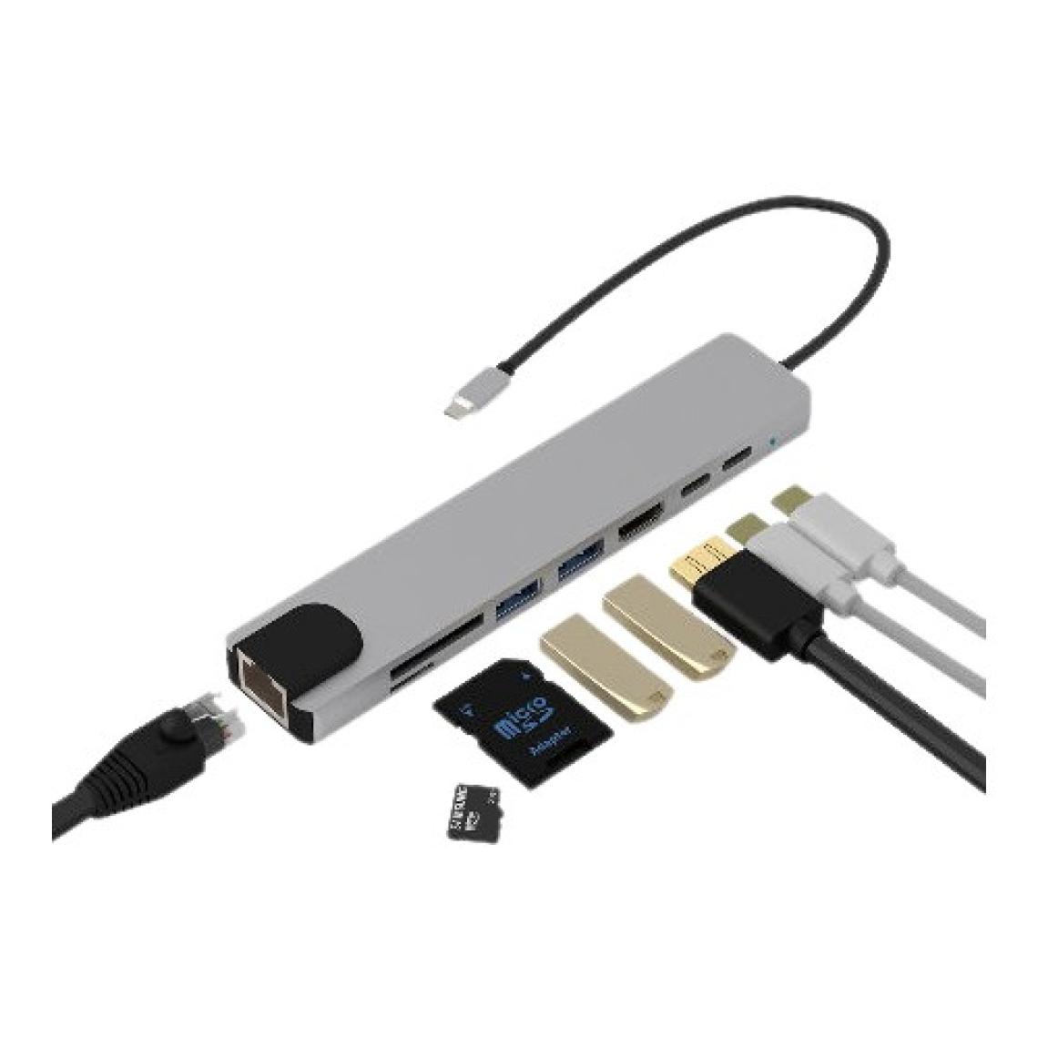 Bintech 8 In 1 Type-C To 4K HDMI Gigabit Ethernet Lan Adaptör