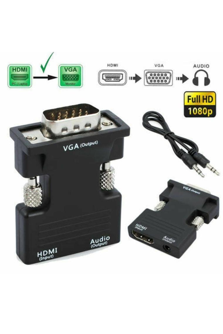 Maxgo 2163 Ses Destekli HDMI To Vga Kablo Çevirici Dönüştürücü
