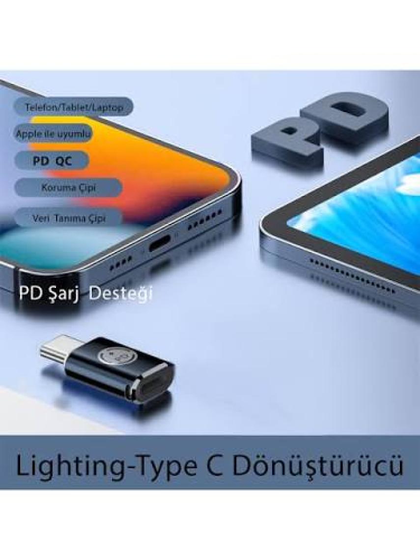 Livx 35W Type C To Lightning iPhone 15 Max Pro Plus Yuva Çevirici Hızlı Şarj Aktarımı Otg Dönüştürücü Koyu Mavi Otgtm-K