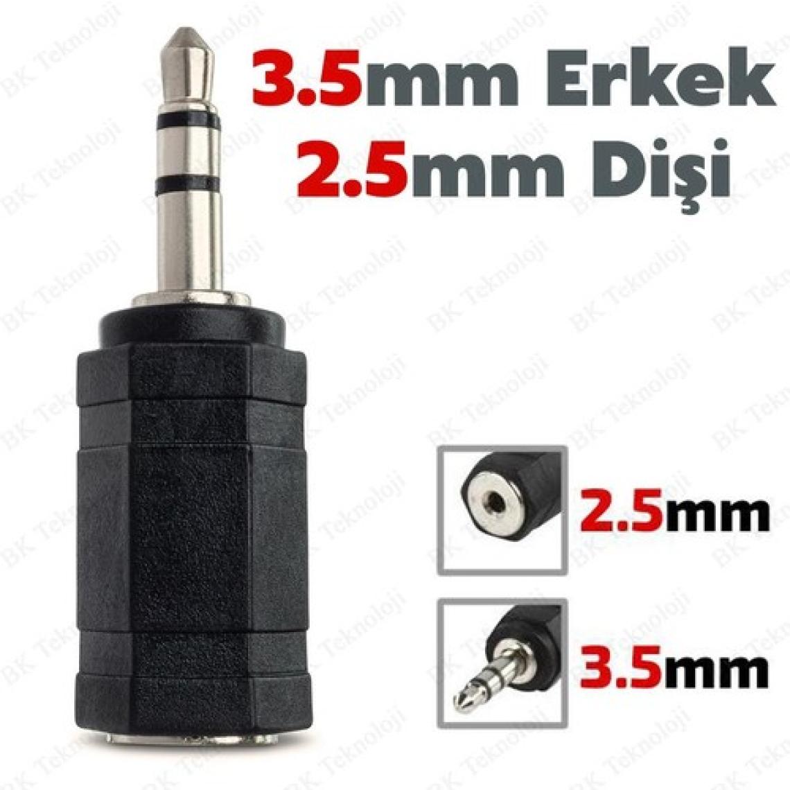 BK Teknoloji 3.5mm Erkek To 2.5mm Dişi Stereo Mic Ses Kulaklık Jak Adaptörü Dönüştürücü