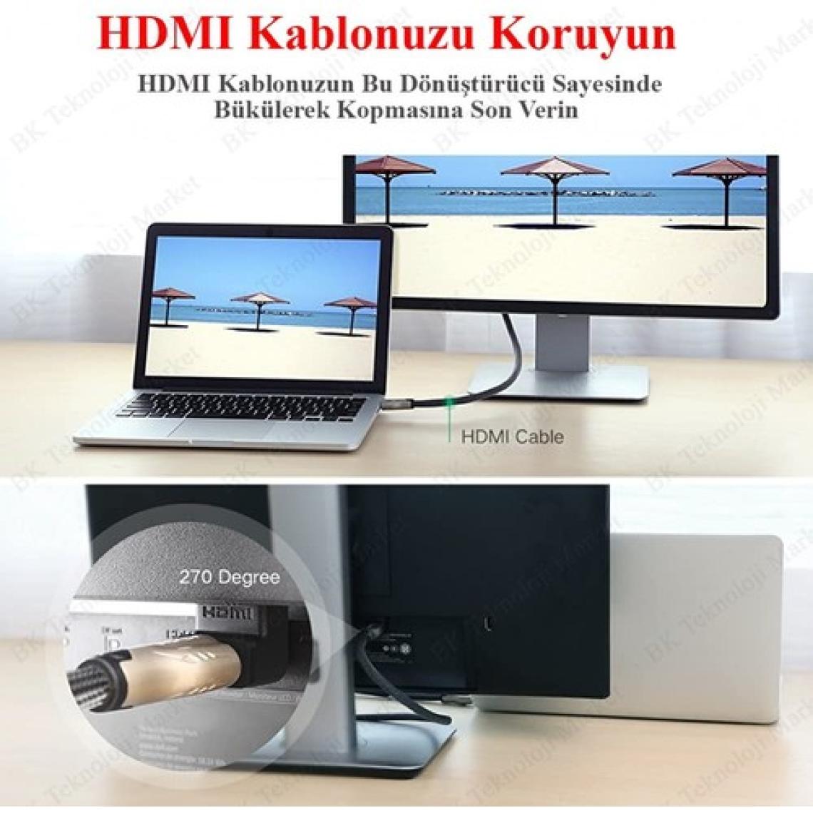 BK Teknoloji 270 Derece HDMI Dirsek Adaptör HDMI Erkek/dişi L Çevirici