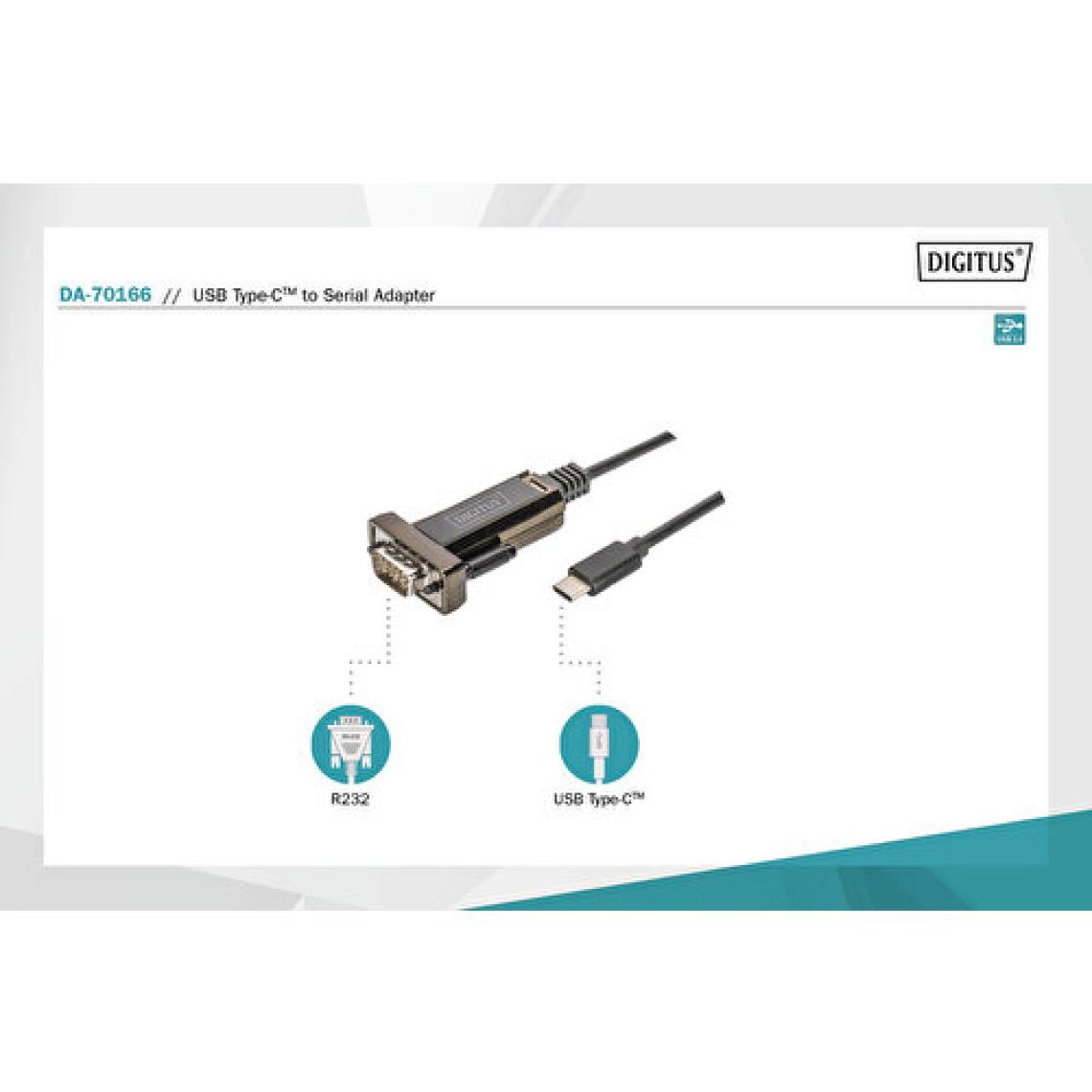 Digitus USB Tip C - Seri (RS232) Çevirici 1m Kablolu