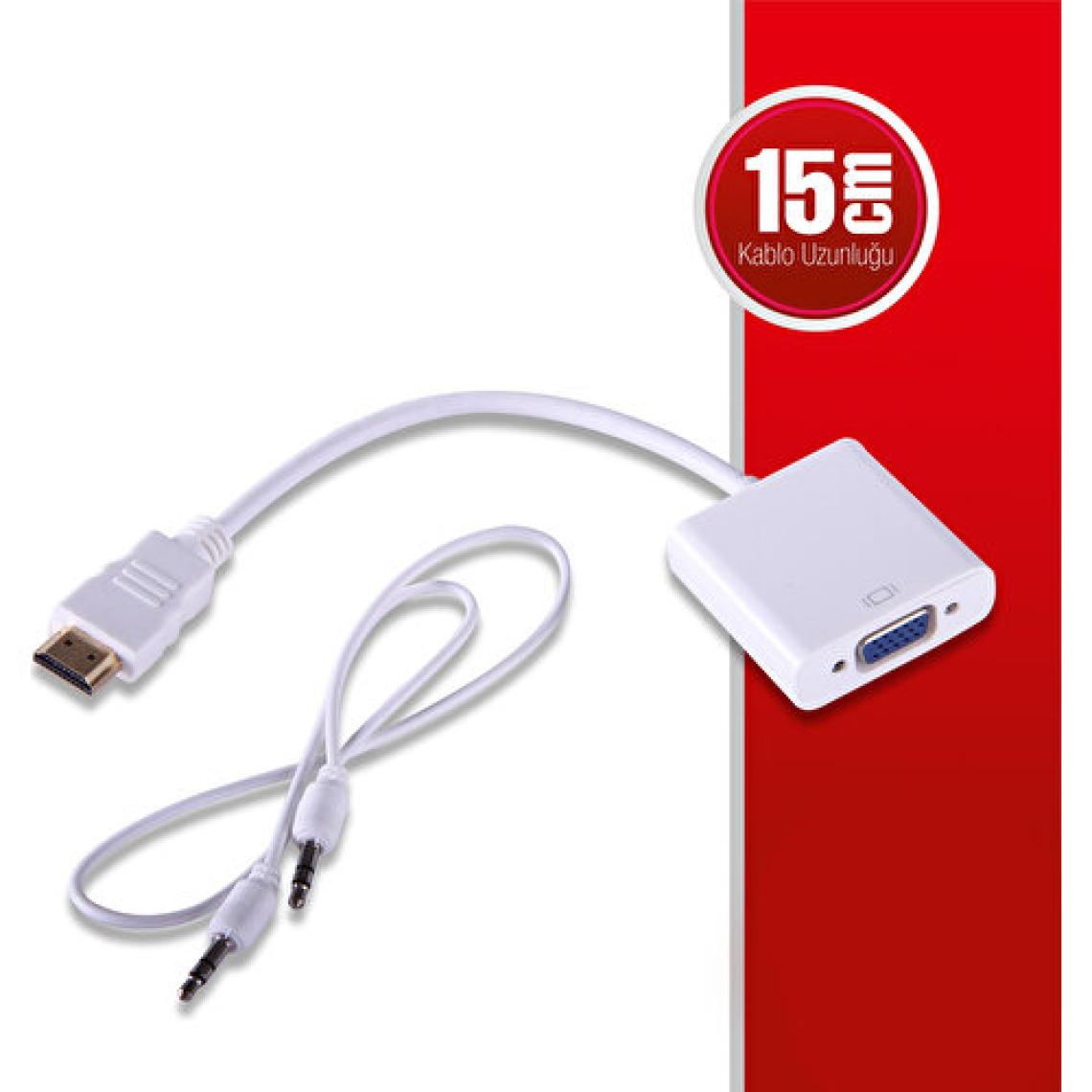 Qport Q-HD-VGJ 15cm HDMI to VGA Ses Girişli Çevirici