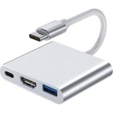 Ultratekno 3in1 Type-C To HDMI Hub Port Adaptör Pd USB 3.0 4K HDMI Çıkışlı Çoklayıcı