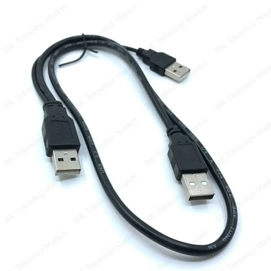 Ti-Mesh 2 İn 1 Usb 2.0 A Male To A 3A Male Y Splitter Kablo - 70/20Cm