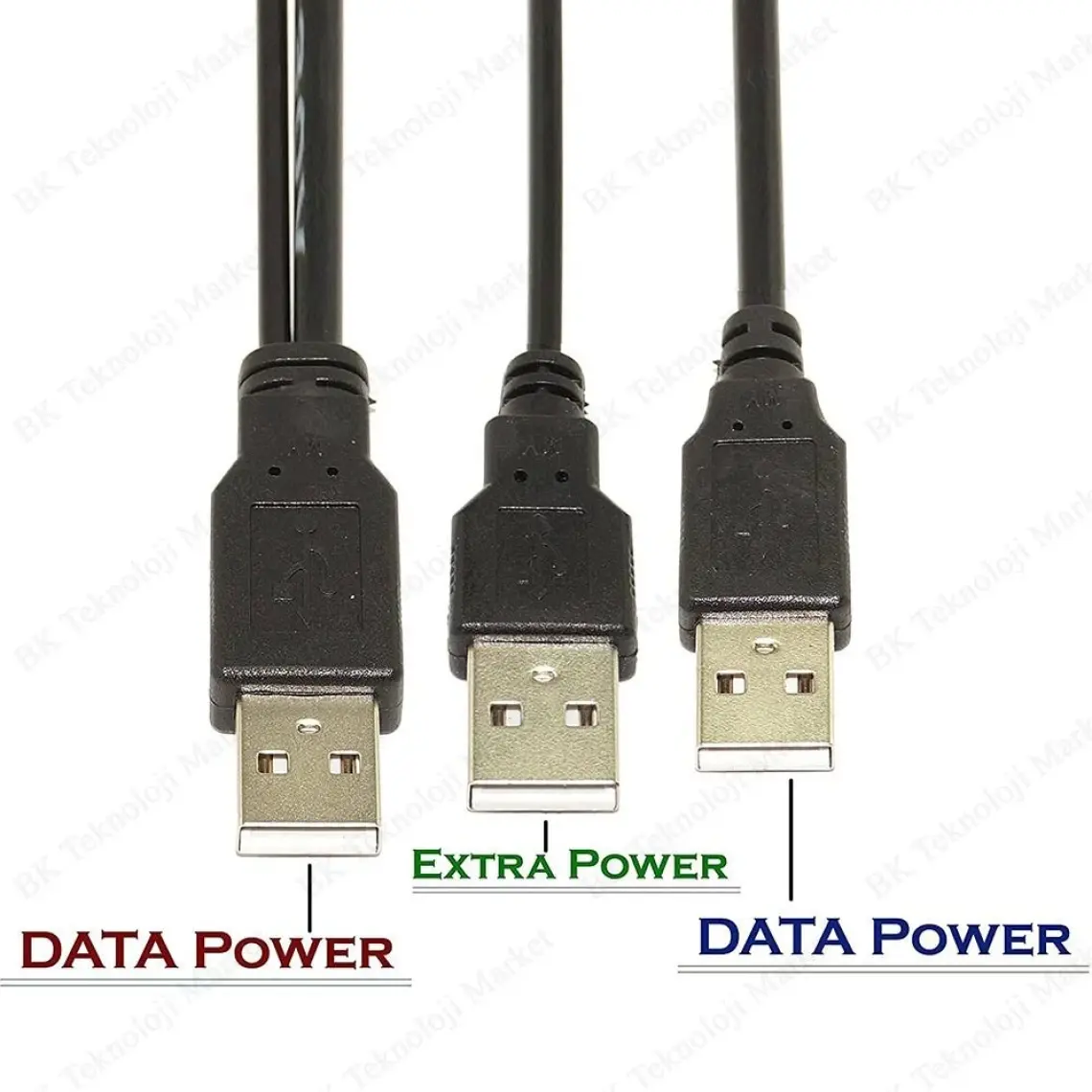 Ti-Mesh 2 İn 1 Usb 2.0 A Male To A 3A Male Y Splitter Kablo - 70/20Cm