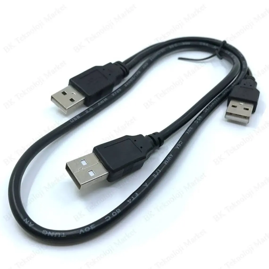 Ti-Mesh 2 İn 1 Usb 2.0 A Male To A 3A Male Y Splitter Kablo - 70/20Cm