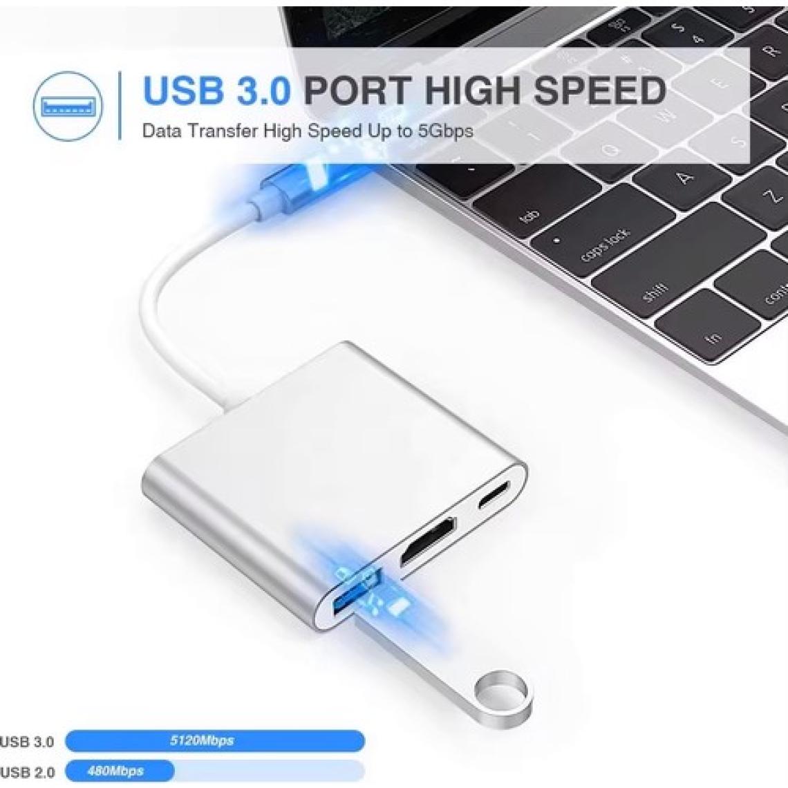 Foxyn Fxn-31 Samsung Dex Apple 3in1 Type-C Çevirici Adaptör Hub: Hdmı, USB 3.0 Şarj