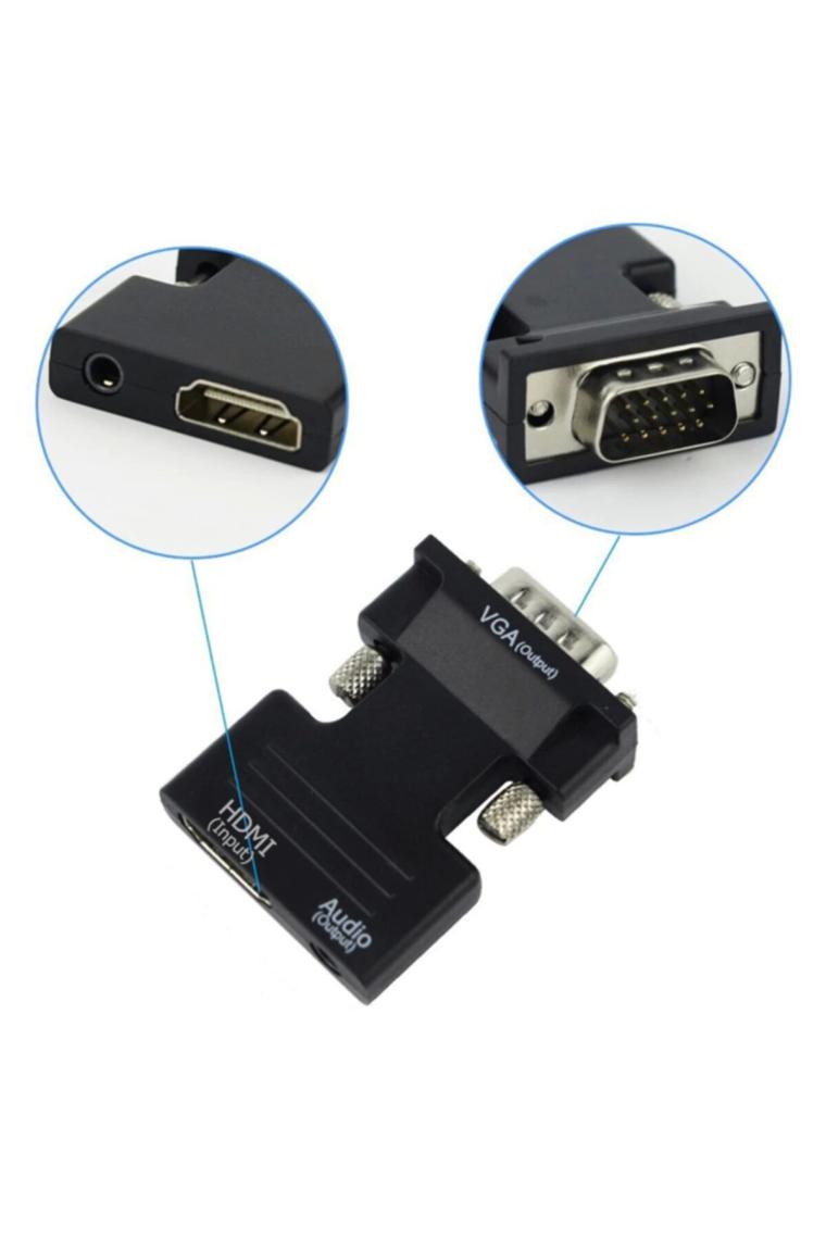 4499 Ses Destekli Hdmi To Vga Monitör Çevirici Dönüştürücü Adaptör