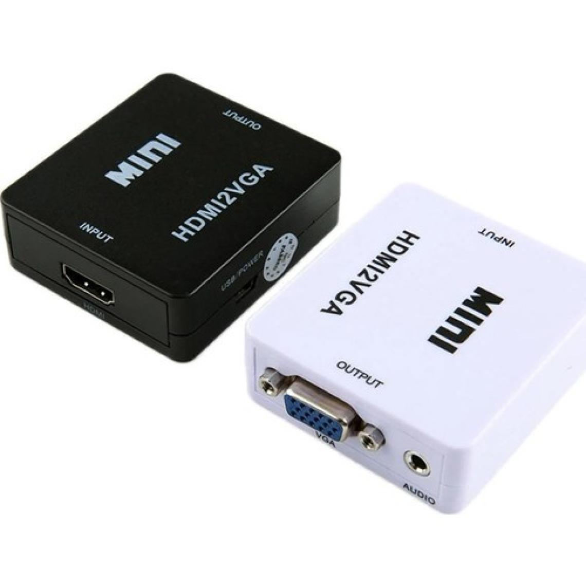 Gplus HDMI To VGA Mini Switch Full Hd HDMI VGA Görüntü Çevirici Dönüştürücü HDMI2VGA - Beyaz