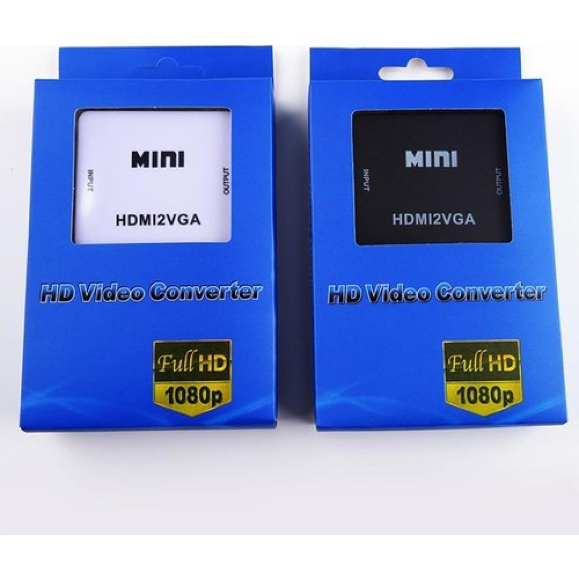 Gplus HDMI To VGA Mini Switch Full Hd HDMI VGA Görüntü Çevirici Dönüştürücü HDMI2VGA - Beyaz