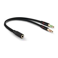 Hytech HY-X78 Siyah 3.5mm To Audio + Mic 0.15M Kulaklık Çevirici