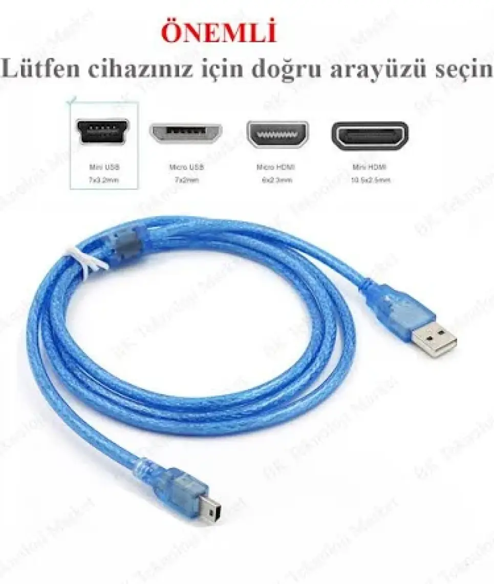 Usb 2.0 A M To Mini B 5 Pin Kablo - 1,5M