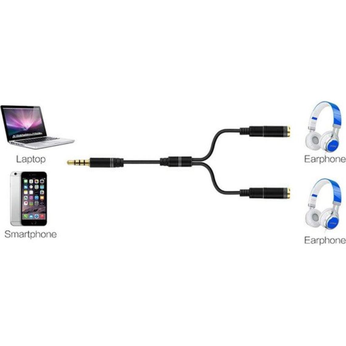 Microcase 3.5 mm Çift Çıkışlı Kulaklık Çoğaltıcı Kablo - 35 cm Siyah - Model No : AL2312