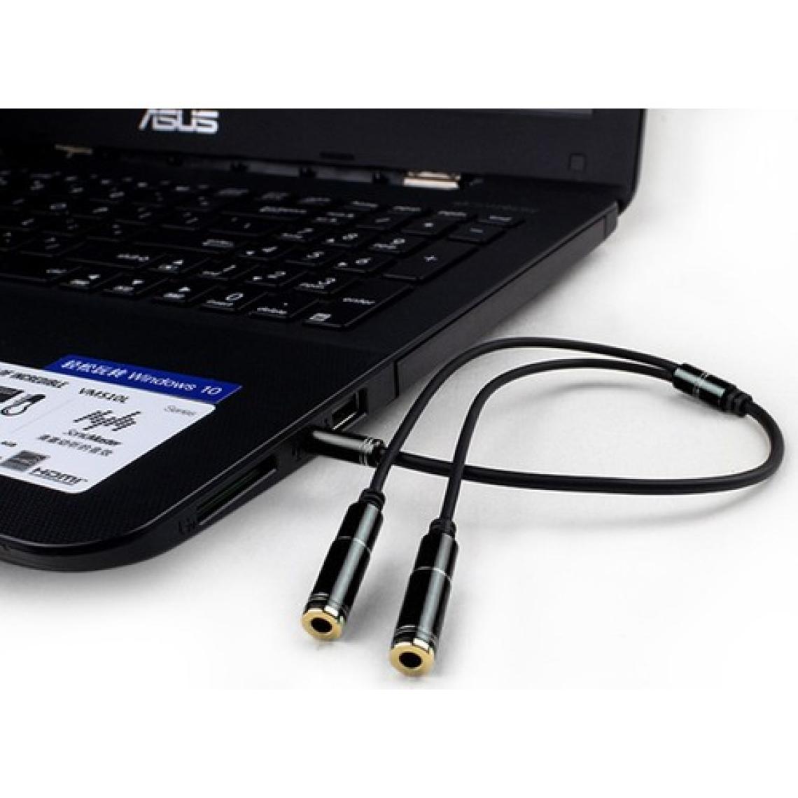 Microcase 3.5 mm Çift Çıkışlı Kulaklık Çoğaltıcı Kablo - 35 cm Siyah - Model No : AL2312