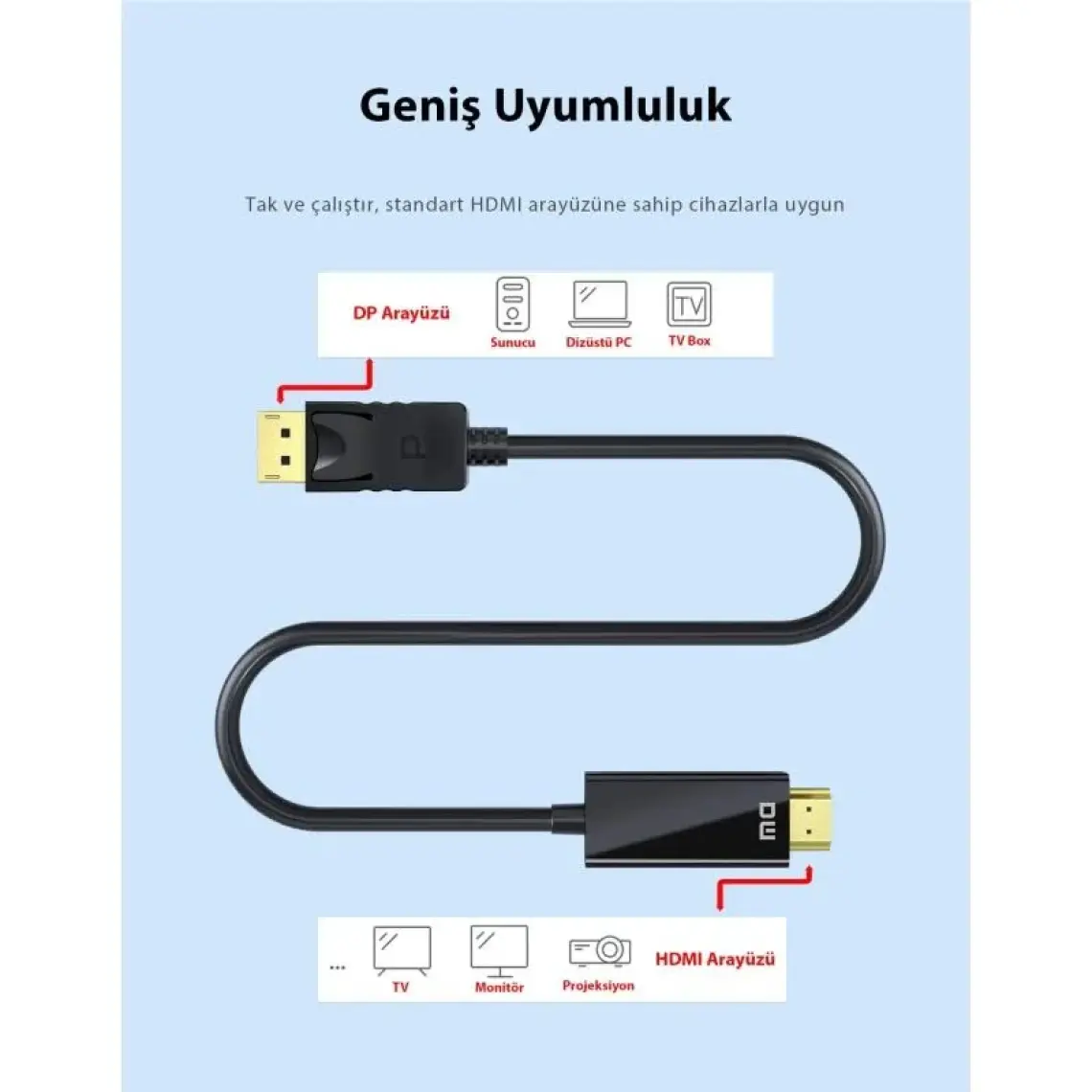 Dm CHB038 4K Displayport To HDMI Çevirici Kablo 1.8 Metre