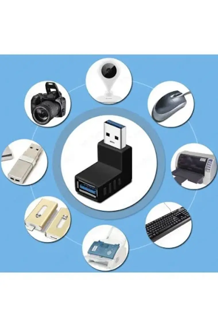 BK Teknoloji USB 3.0 Yukarı Açılı Konnektör Erkek Dişi 90 Derece Uzatma Adaptörü