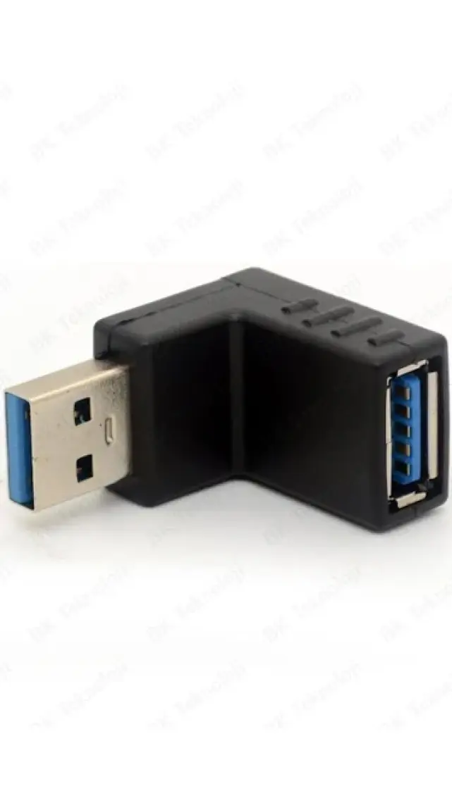 BK Teknoloji USB 3.0 Yukarı Açılı Konnektör Erkek Dişi 90 Derece Uzatma Adaptörü