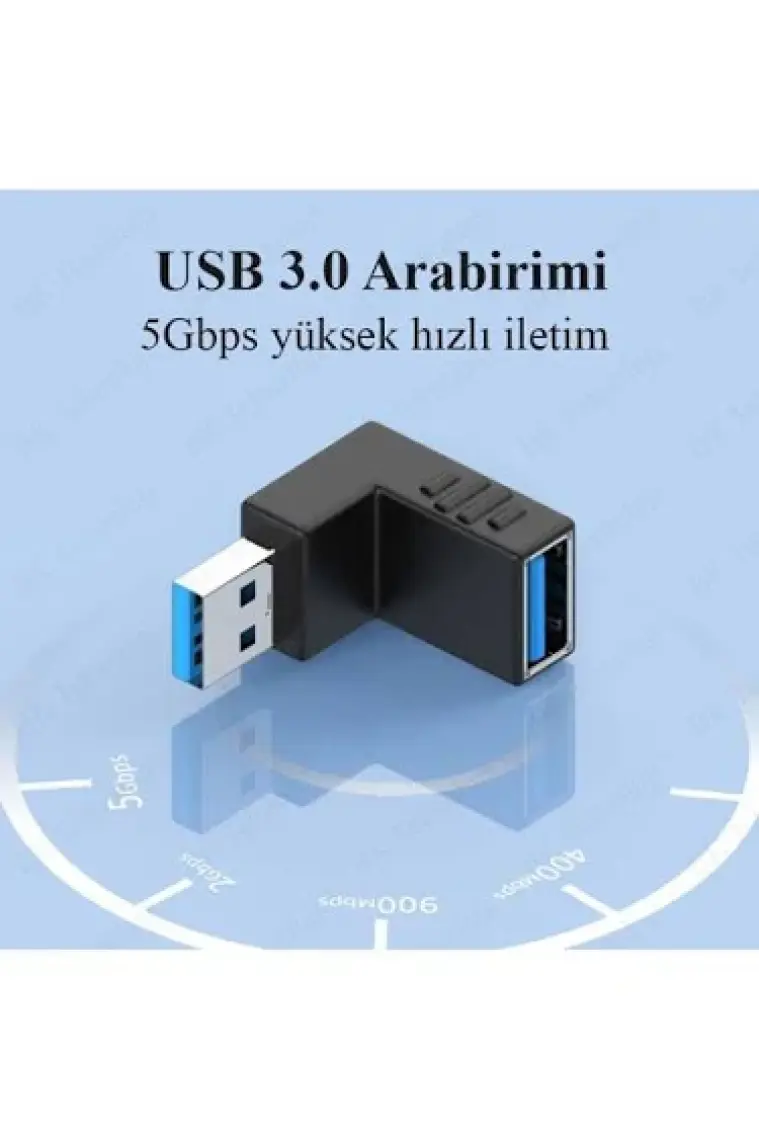 BK Teknoloji USB 3.0 Yukarı Açılı Konnektör Erkek Dişi 90 Derece Uzatma Adaptörü